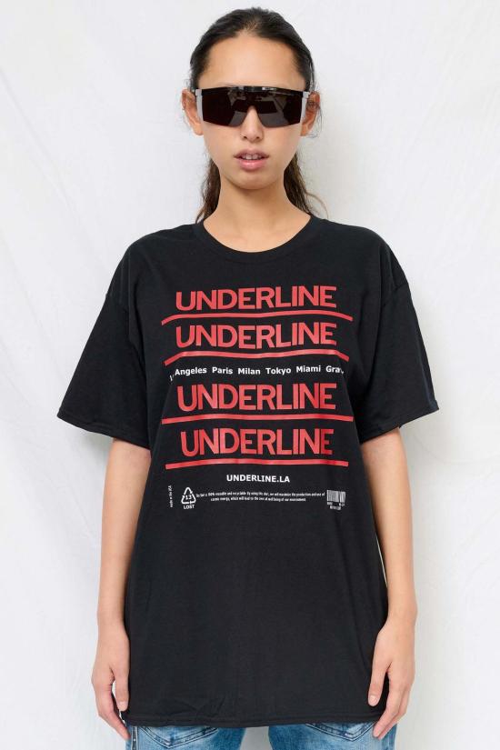  Underline 반팔 티셔츠 언더라인 티셔츠 블랙 - OTHER BRANDS