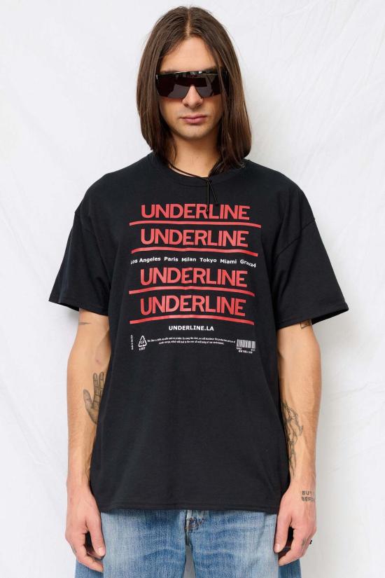  Underline 반팔 티셔츠 언더라인 티셔츠 블랙