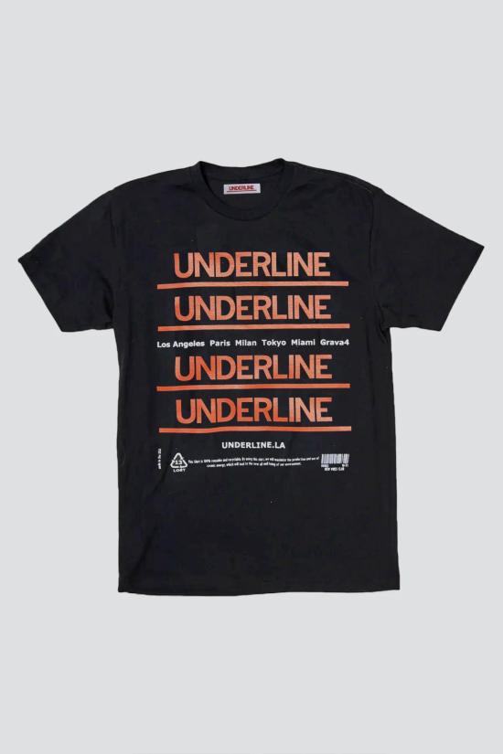  Underline 반팔 티셔츠 언더라인 티셔츠 블랙 - OTHER BRANDS