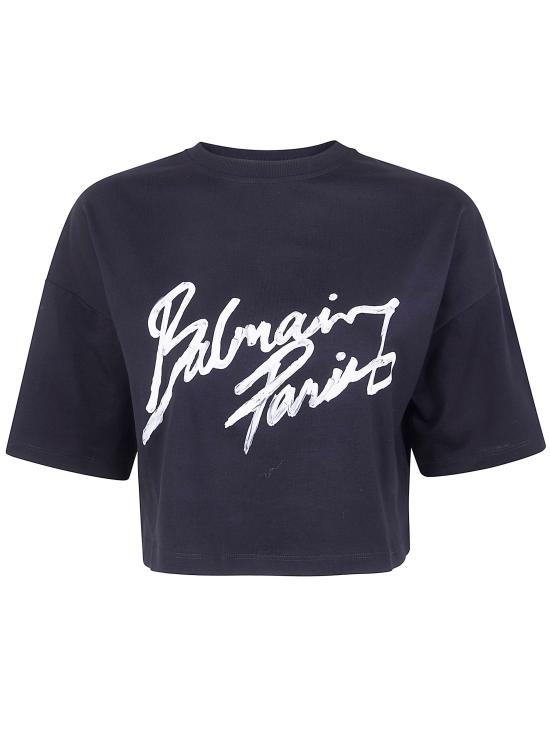 26SS 발망 반팔 티셔츠 GF1EE145BD41 EAB BLACK WHITE - BALMAIN