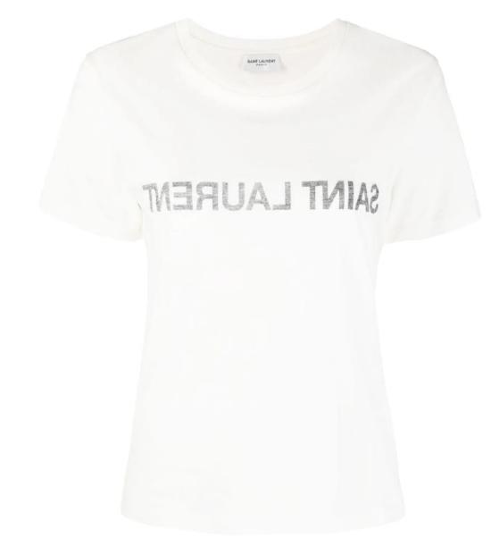  생로랑 리버스 티셔츠 665234 Y37AW9744 WHITE