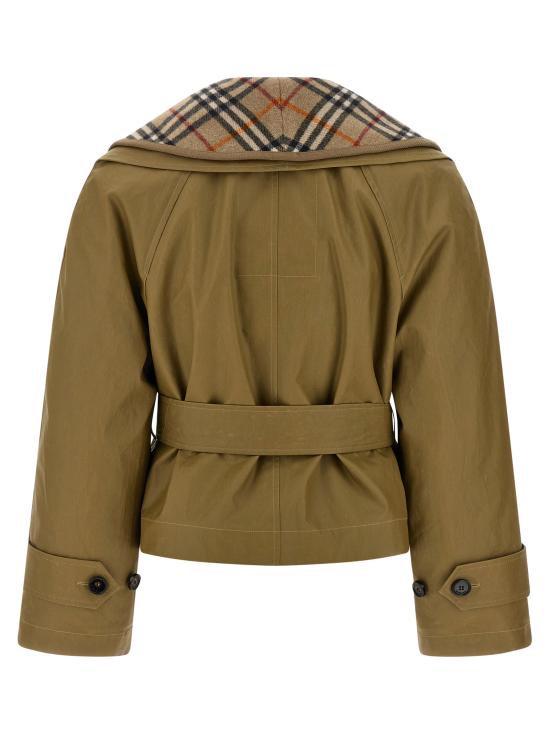 26SS 버버리 크롭 코튼 자켓 체크 워머 8119106LICHEN Brown - BURBERRY