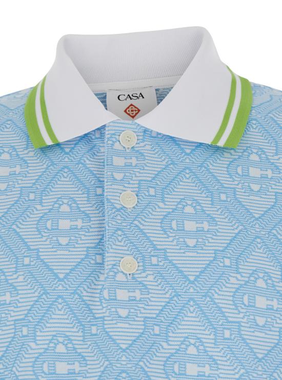 26SS 카사블랑카 폴로 티셔츠 MSP26JTP46601BLANCJACQUARD Light blue - CASABLANCA