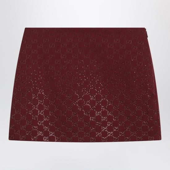 26SS 구찌 크리스털 GG 캔버스 스커트 853414ZKU09 Red
