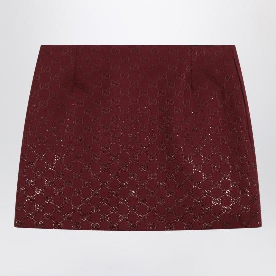 26SS 구찌 크리스털 GG 캔버스 스커트 853414ZKU09 Red - GUCCI