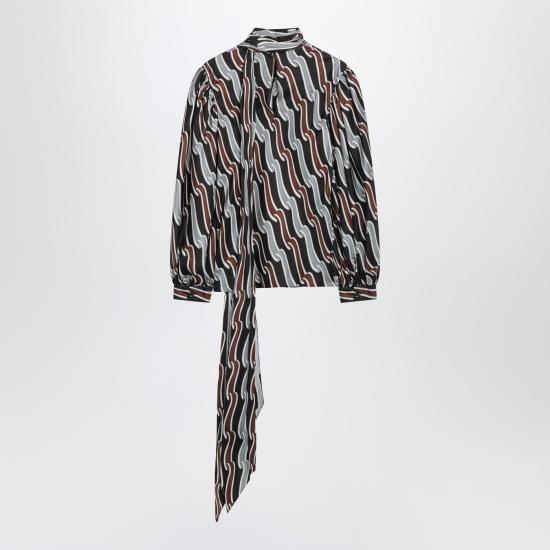 26SS 구찌 프린트 실크 트윌 셔츠 858172ZAUQM Grey - GUCCI