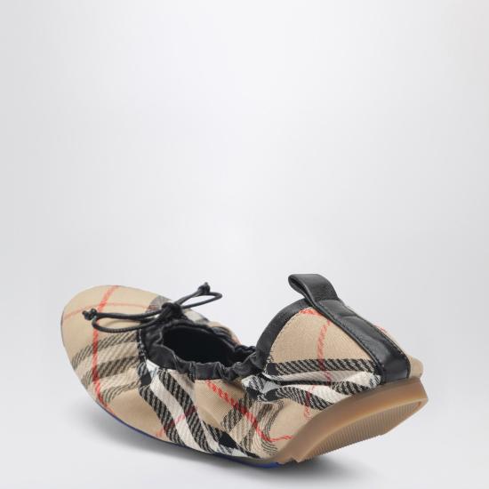 26SS 버버리 체크 레더 폰 발레리나 8121103162934 Beige - BURBERRY