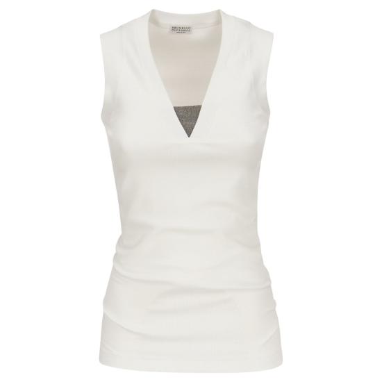  브루넬로 쿠치넬리 민소매 티셔츠 M0TC8EL672 WHITE