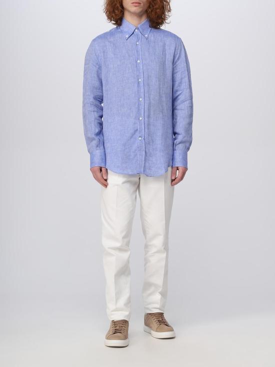  브루넬로 쿠치넬리 긴팔 셔츠 MB6080038 C010 Gnawed Blue - BRUNELLO CUCINELLI