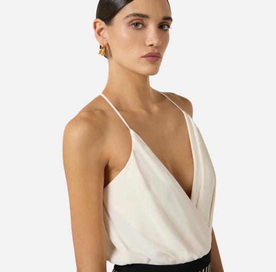 26SS 엘리자베타프랜치 바디수트 티셔츠 BO01461E2 193 Burro - ELISABETTA FRANCHI