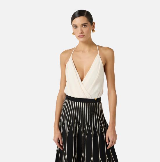 26SS 엘리자베타프랜치 바디수트 티셔츠 BO01461E2 193 Burro - ELISABETTA FRANCHI