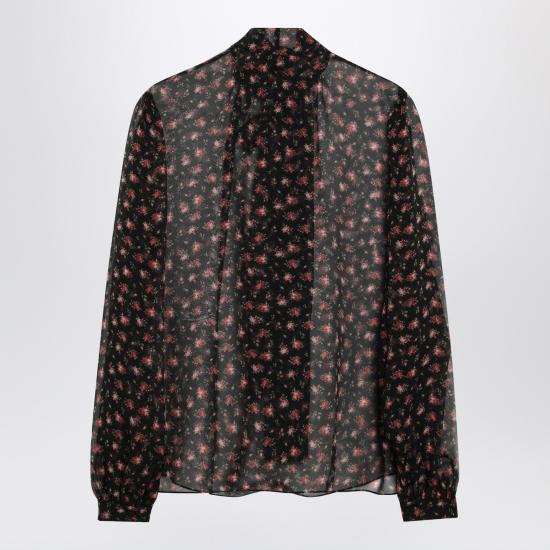 26SS 돌체앤가바나 스몰 로즈 프린트 쉬폰 탑 F7BJ2TIS10I Black - DOLCE & GABBANA