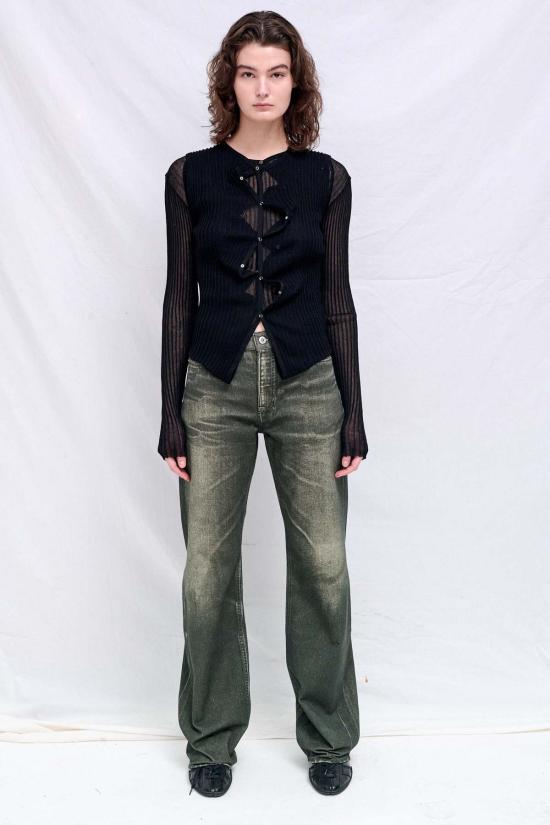  Wynn Hamlyn 가디건 블랙 더블 업 리브 카디건 - OTHER BRANDS