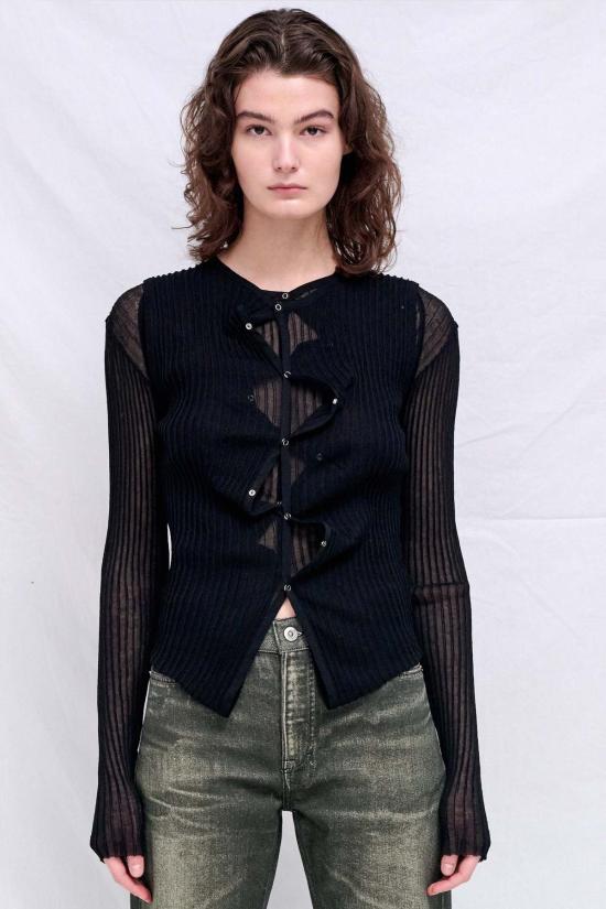  Wynn Hamlyn 가디건 블랙 더블 업 리브 카디건