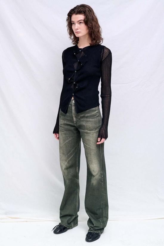  Wynn Hamlyn 가디건 블랙 더블 업 리브 카디건 - OTHER BRANDS