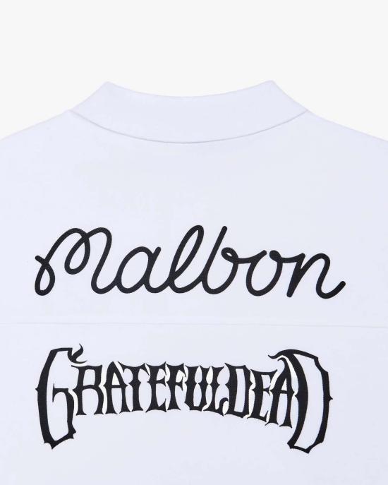  말본 폴로 티셔츠 골프 그레이트풀 데드 스틸리 폴로 화이트 - MALBON