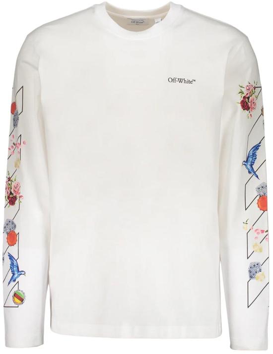 25FW 오프화이트 긴팔 티셔츠 44MAB086G5J0030110 WHITE