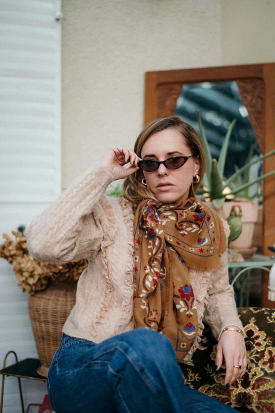  Maison Lecomte Flament 머플러/스카프 울 실크 블렌드 반다나 스카프