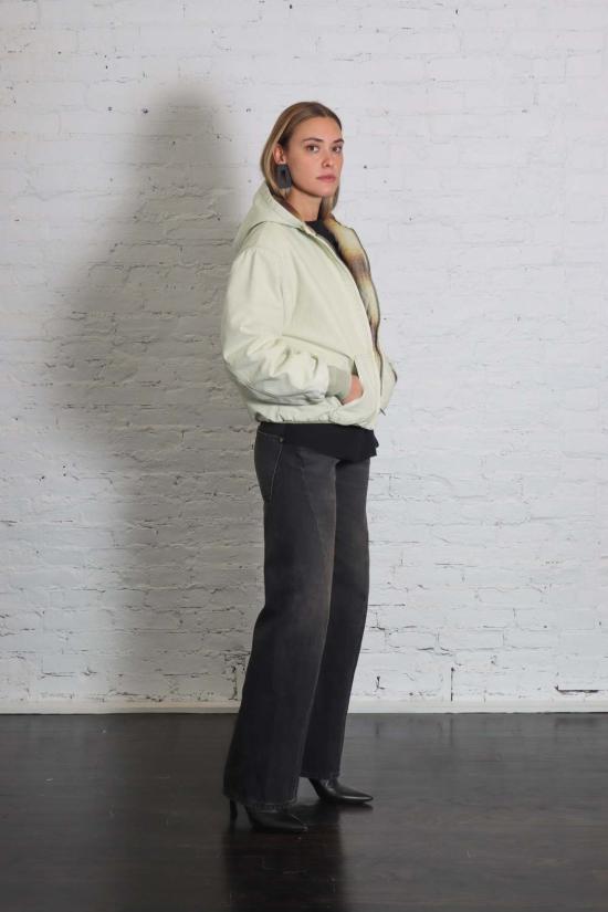  6397 자켓 지퍼업 후드티 라임스톤 - 6397