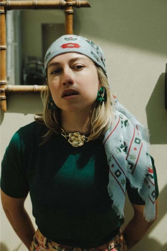  메종 르콩트 플라망 머플러/스카프 울 실크 블렌드 시크릿 가든 시엘 반다나 - MAISON LECOMTE FLAMENT