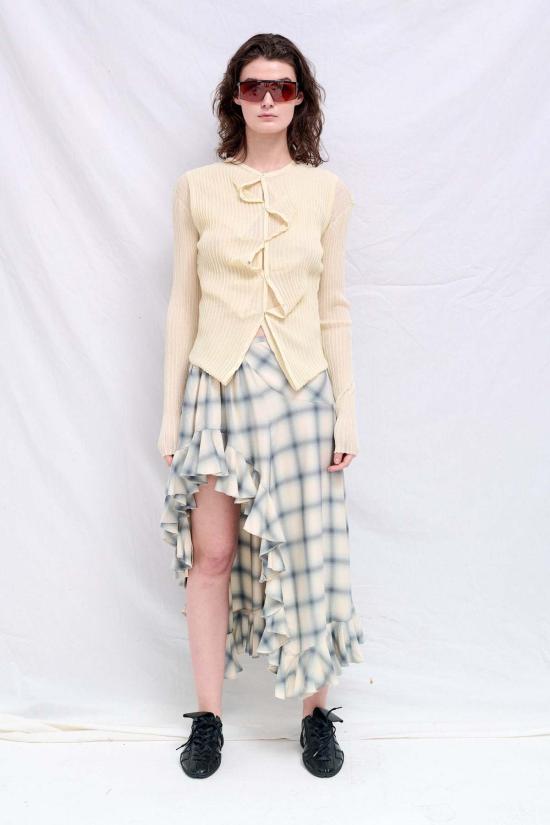  Wynn Hamlyn 가디건 아이보리 더블 업 립 카디건 - OTHER BRANDS