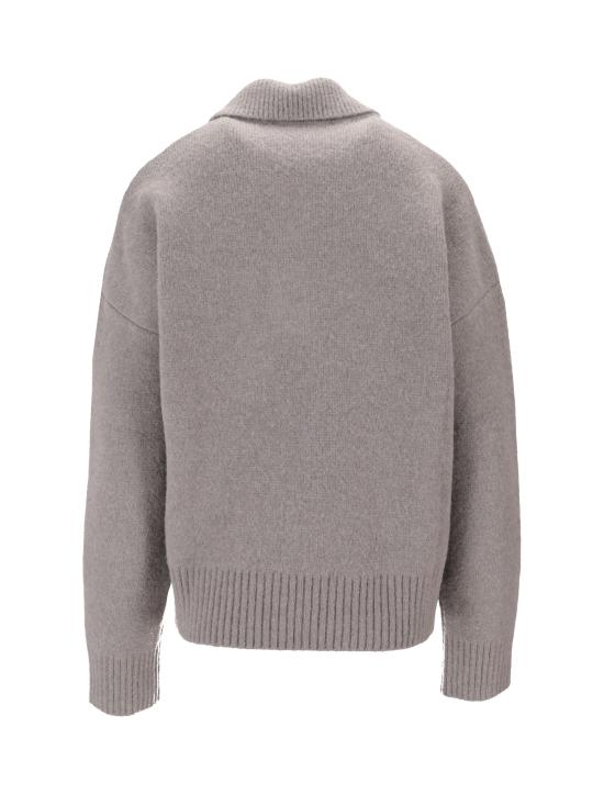 25FW 아미 ADC 알파카 폴로 폴로 티셔츠 UPL408KN0135 058 GRIS ECRU - AMI