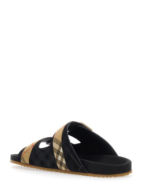 26SS 버버리 체크 스웨이드 얼친 샌들 8118890A1189 Black - BURBERRY