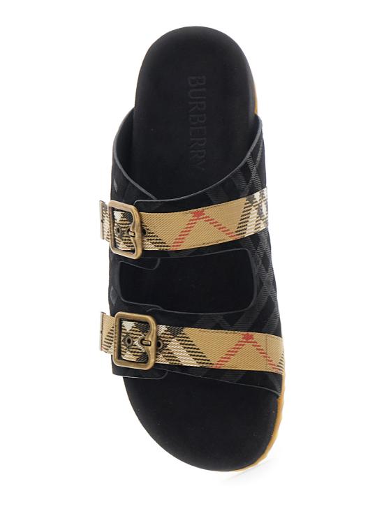 26SS 버버리 체크 스웨이드 얼친 샌들 8118890A1189 Black - BURBERRY