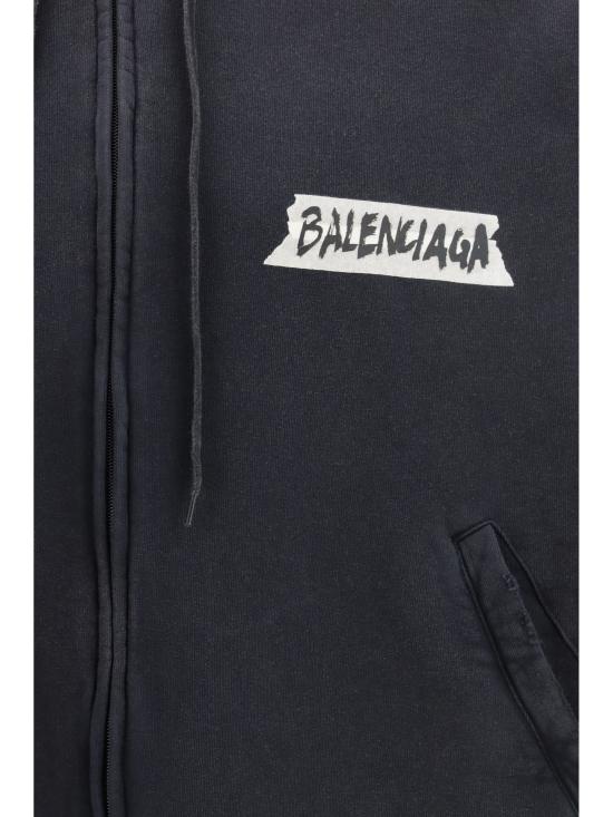 26SS 발렌시아가 후드 티셔츠 850338TTVL7 1041 BLACK - BALENCIAGA