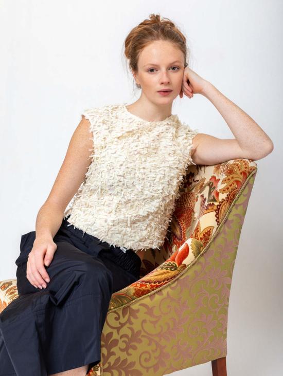  오디 블라우스 프린지 테이프 탑 - ODEEH