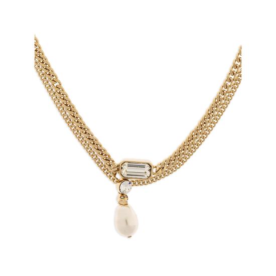 26SS 알렉산더 맥퀸 목걸이/팬던트 855296 J161P 1053 GOLD WHITE - ALEXANDER MCQUEEN