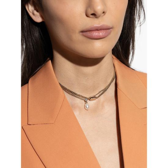 26SS 알렉산더 맥퀸 목걸이/팬던트 855296 J161P 1053 GOLD WHITE - ALEXANDER MCQUEEN