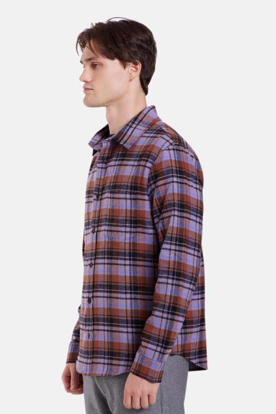  블루&크림 긴팔 셔츠 브랜든 브러시드 플란넬 셔츠 - BLUE&CREAM