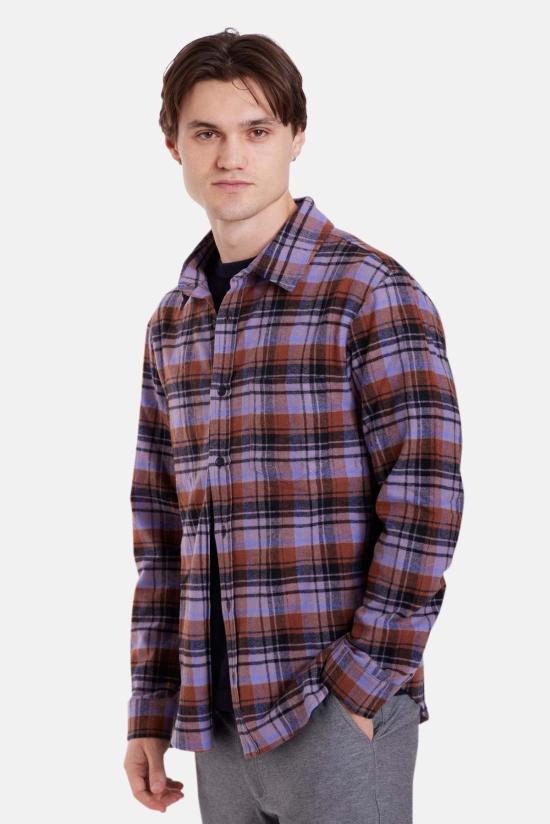  블루&크림 긴팔 셔츠 브랜든 브러시드 플란넬 셔츠 - BLUE&CREAM