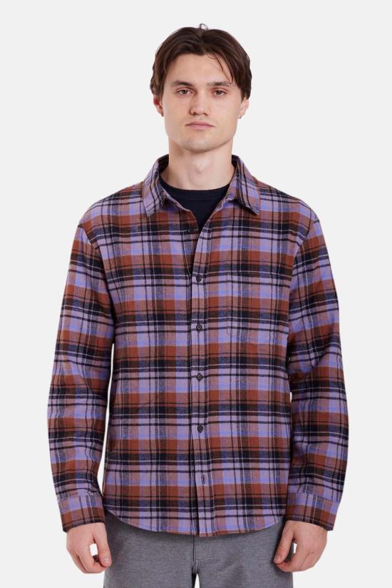  블루&크림 긴팔 셔츠 브랜든 브러시드 플란넬 셔츠 - BLUE&CREAM