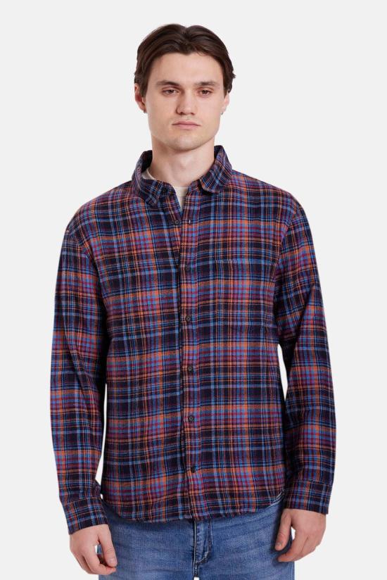  블루&크림 긴팔 셔츠 블루앤크림 브랜든 플란넬 체크 셔츠 - BLUE&CREAM