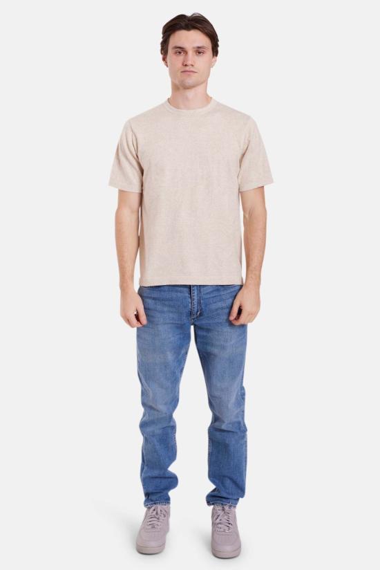  블루&크림 반팔 티셔츠 듀안 니트 티셔츠 - BLUE&CREAM