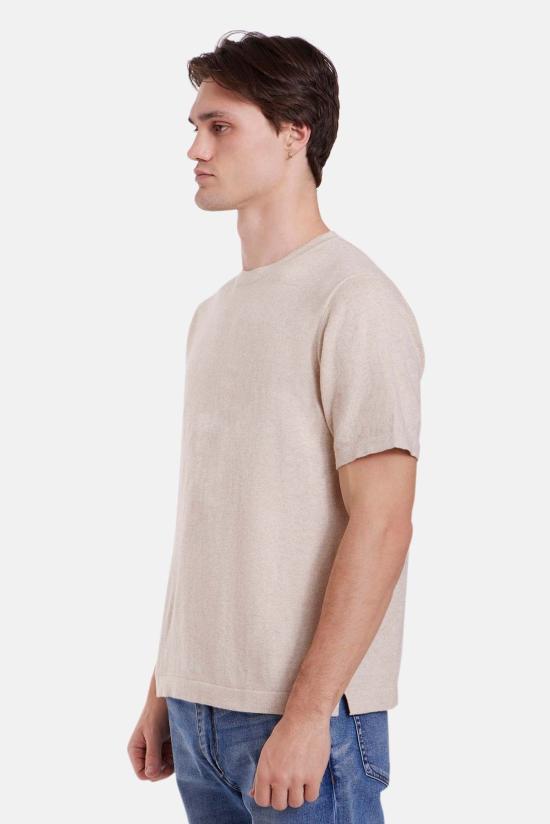  블루&크림 반팔 티셔츠 듀안 니트 티셔츠 - BLUE&CREAM