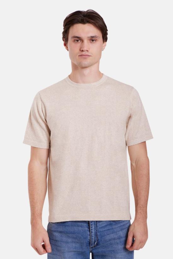  블루&크림 반팔 티셔츠 듀안 니트 티셔츠