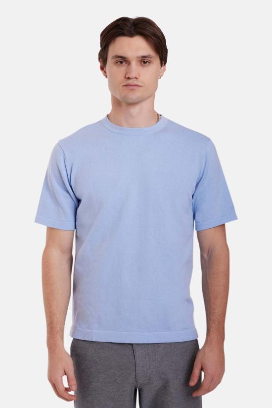  블루&크림 반팔 티셔츠 듀안 니트 티셔츠