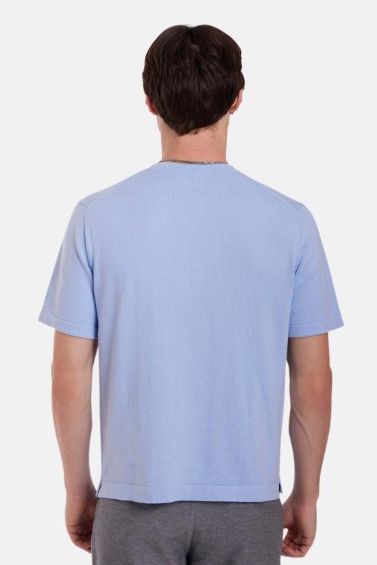  블루&크림 반팔 티셔츠 듀안 니트 티셔츠 - BLUE&CREAM