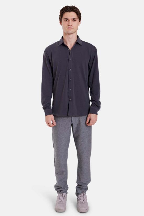  블루&크림 긴팔 셔츠 엘리온 소프트 저지 버튼업 - BLUE&CREAM