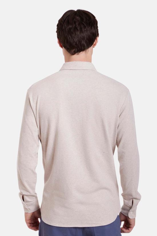  블루&크림 긴팔 셔츠 엘리온 소프트 저지 버튼업 - BLUE&CREAM