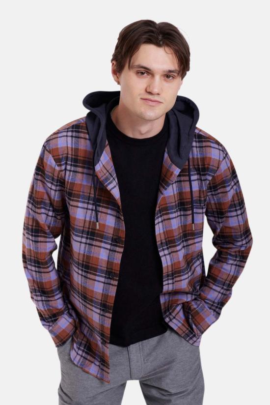  블루&크림 긴팔 셔츠 블루앤크림 딜런 브러시드 플란넬 후디 - BLUE&CREAM