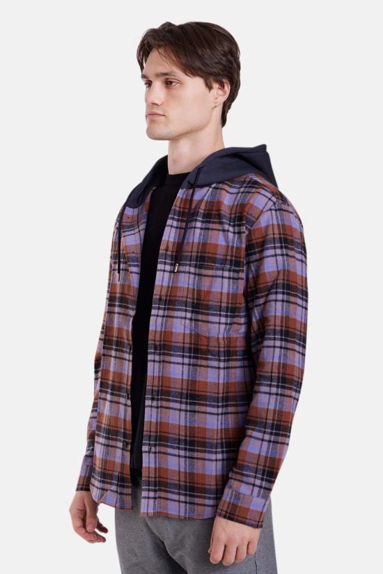  블루&크림 긴팔 셔츠 블루앤크림 딜런 브러시드 플란넬 후디 - BLUE&CREAM