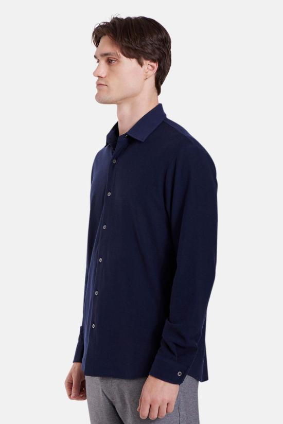  블루&크림 긴팔 셔츠 엘리온 소프트 저지 버튼업 - BLUE&CREAM