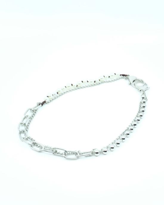  마르니 네크리스 메탈 믹스 체인 & 진주 목걸이