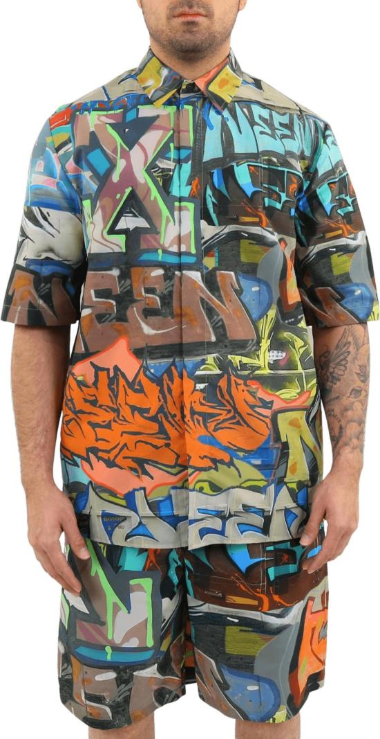  오프화이트 반팔 셔츠 OMGA216S22FAB0018400 GREEN