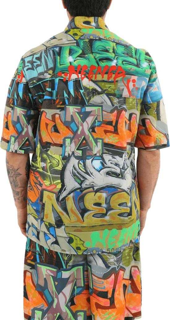  오프화이트 셔츠 OMGA216S22FAB0018400 GREEN - OFF WHITE