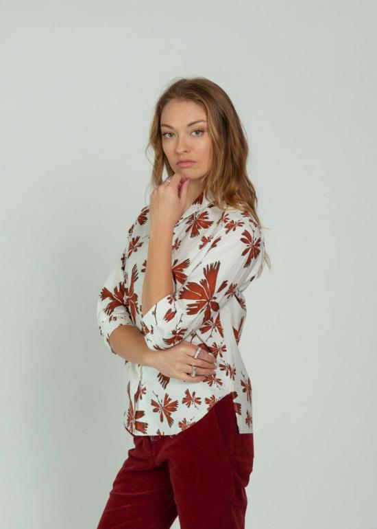  에이치플러스 하노 베셀 블라우스 H+ 한노 웨셀 샬린 셔츠 빨간 꽃 - H+ HANNOH WESSEL